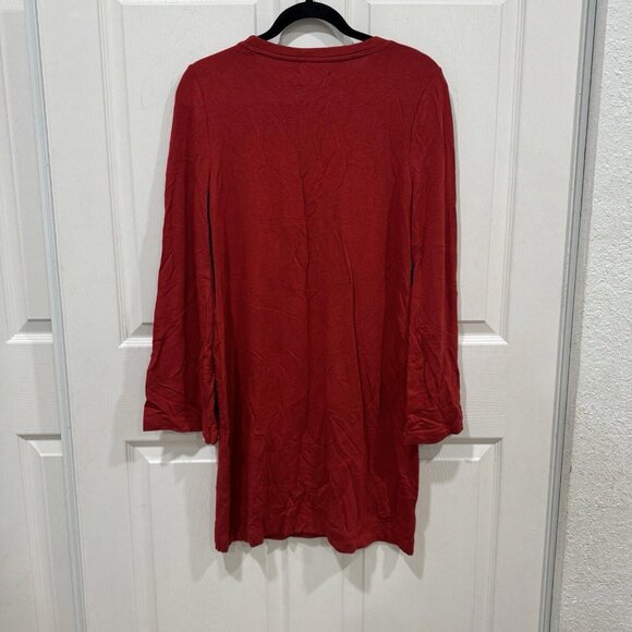 Lou & Grey Womens Size Small Brick Red Long Bell Sleeved Knee Length Dress NWT - Picture 6 of 11